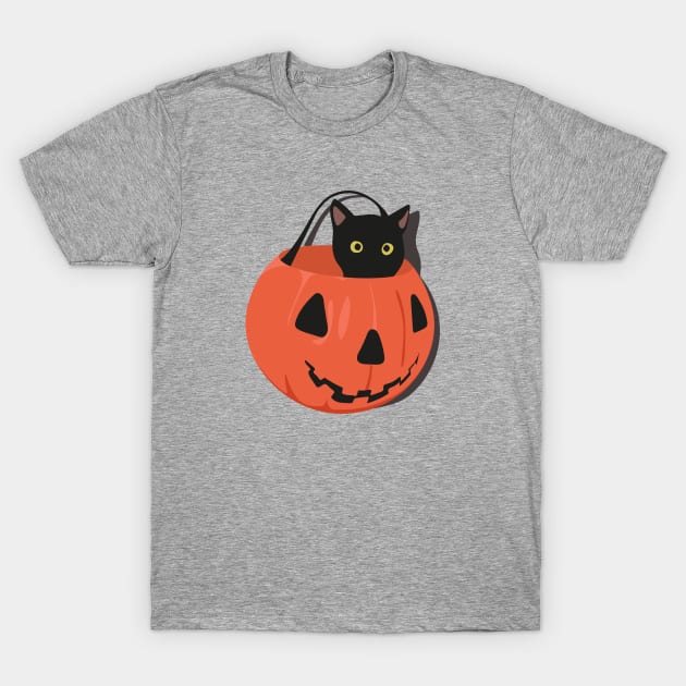 Black cat in pumpkin T-Shirt by Tavachan